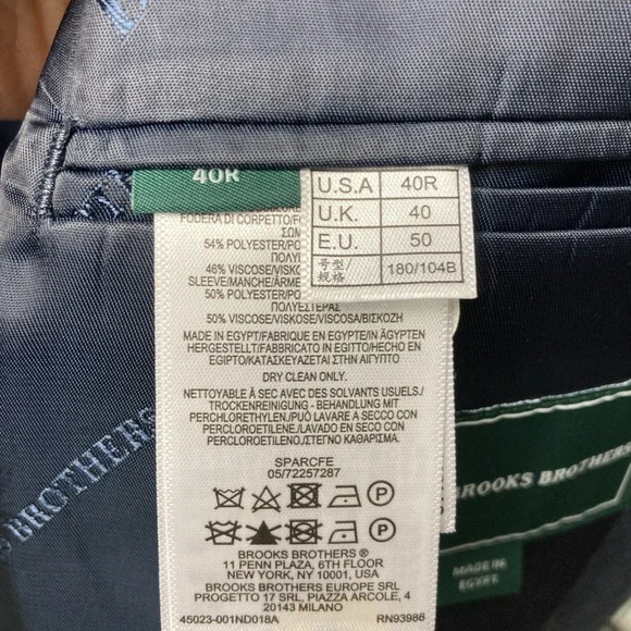 B by Brooks Brothers Mens Classic fit Sport Coat Blazer 40R Blue‎ Check F01172 - Picture 14 of 15